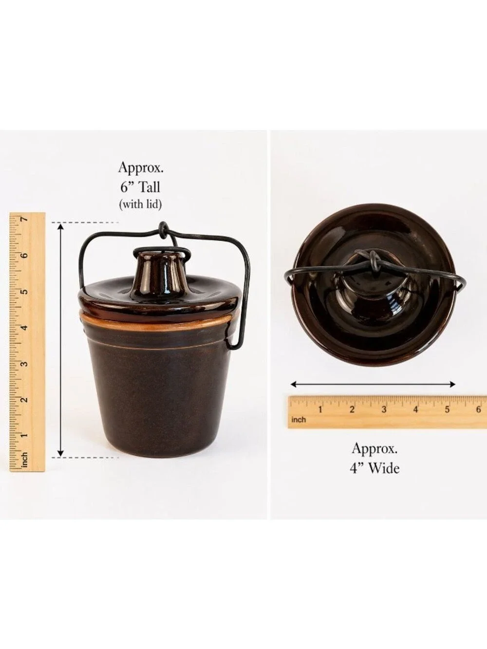 Vintage USA Stoneware Crock Brown Glaze 1970s